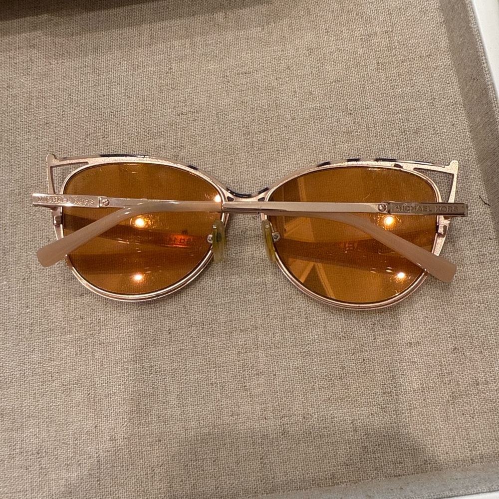 Michael Kors Gold Cat Eye Sunglasses with Yellow Lenses + Case - Picture 3 of 3